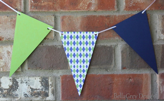 Father's Day Argyle Birthday Party Banner Custom Il_570xn