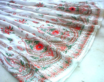 Maxi Skirt, Gypsy Skirt, Indian Skirt, White Skirt, Boho Skirt, Bohemian Skirt, Festival Clothing, Hippie Skirt, Floral Skirt, Bollywood