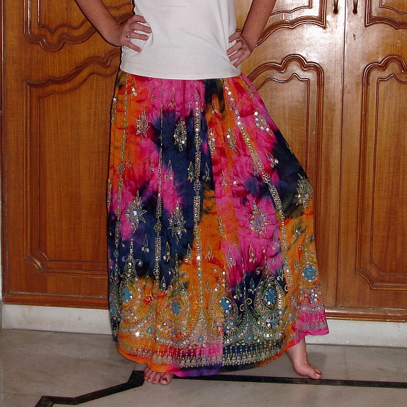 Gypsy Skirt: Boho Maxi Skirt Tie Dye Skirt Long by DelhiDaze