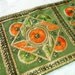 DESTASH Embroidered Silk Ribbon Remnant, 26 in, Olive Green and Orange Silk Sari Border , Sequined Saree Border, Indian Trim, Indian Ribbon