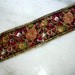 Silk Sari Border: 1.3 Yards, Rose Embroidered Silk Ribbon, Black Red Floral Sequined Indian Saree Sewing Trim, Ribbon