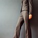 Grey Wool Flannel Pinstripe Pant Suit High Waisted Bootleg Pants Shcolastic Blazer Vintage 90s