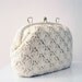 Vintage 50s Marsmallow White Crochet Swiss Straw Raffia Kiss Lock Purse Clutch