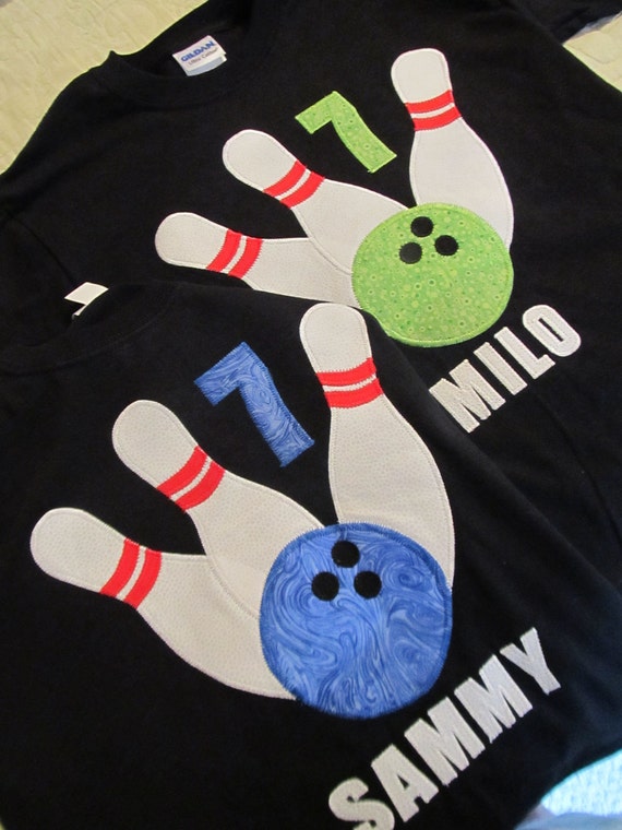 Items similar to Bowling Appliqued Tee Shirt on Etsy