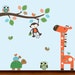 Boys Nursery Pattern Branch with Owls and Animals Set - Vinyl Wall Art Decal