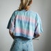 Vintage 80s Pink and Teal Pastel Stripes Crop Top Tee