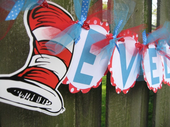 Items similar to Name Banner - Cat in the Hat on Etsy