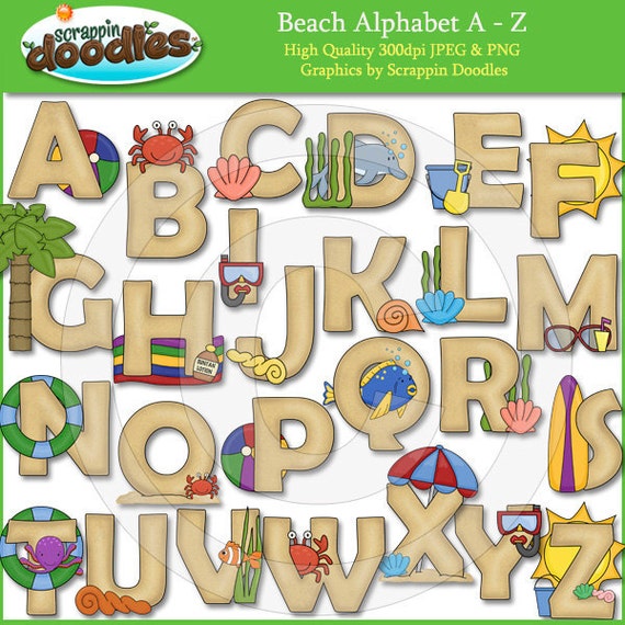 Beach Days Alphabet Clip Art