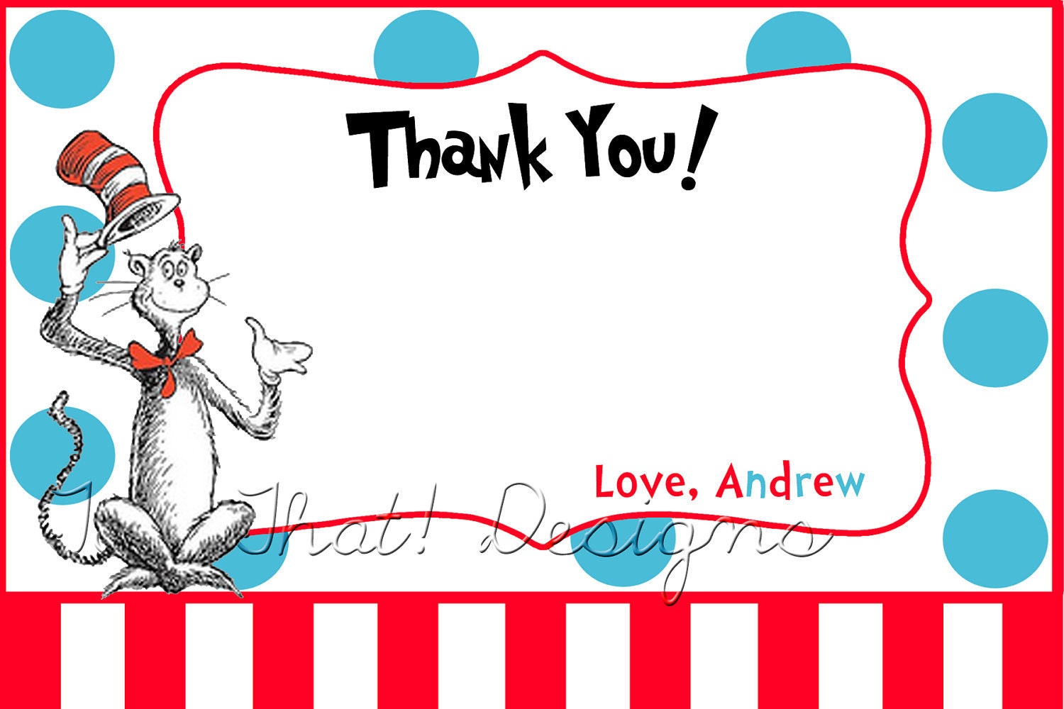 Items Similar To Dr Seuss Thank You Card Printable On Etsy