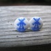 Blue and White Stud Earrings Dutch Windmill Gifts Under 25