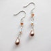 Sand Opal Swarovski Crystal and Apollo Gold Glass Teardrop Chain Dangle Earrings