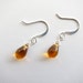 Honey Amber Topaz Glass Teardrop Dangle Earrings