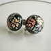 Vintage Hand Painted Flowers on Black Earrings