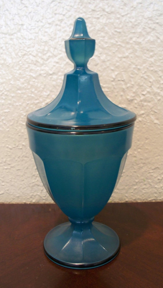 Vintage Fenton Celeste Blue Stretch Glass Candy Dish