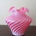 Fenton Cranberry Spiral Optic Vase Ruffled Crimped Top (MINT) 1950's