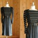 25% OFF SALE / vintage 1970s dress / 70s black and grey striped dress / small medium