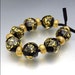 Glass Beads Lampwork Bead Set- BLACK TIE - Round Nugget Bead Set - Handmade by Stephanie Gough SRA FHFTeam LETeam