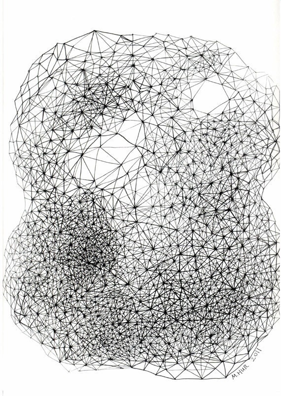 Line Art Etsy : Original abstract geometric line constellation drawing