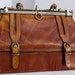 French Vintage Leather Bag, Vintage Doctor's Bag, Caramel Brown Leather Handbag, Brown Leather Purse