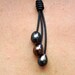 Freshwater Pearls and Leather Lariat Necklace - Black with Large Black Peacock Freshwater Pearls