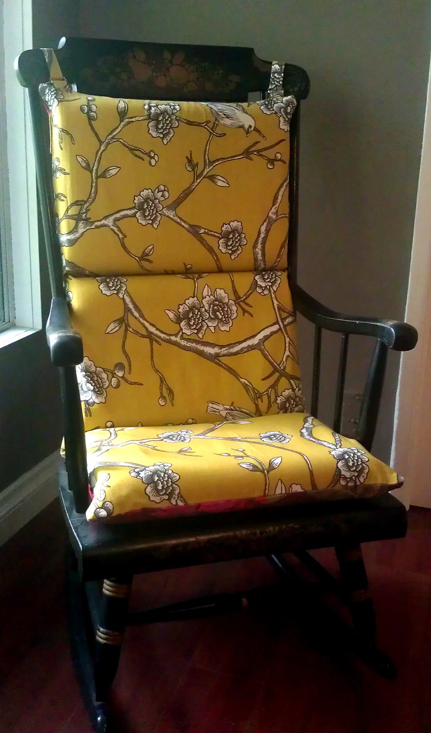 Rocking Chair Cushion Robert Allen Gold Floral