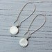 White Silver Earrings Mother of Pearl Milky White Disc Coin Drop Dangle Earrings Stella & Dot Inspired Long