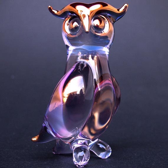 blown glass owl figurines