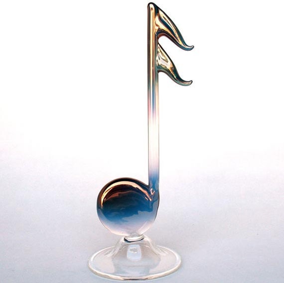 Music Note Figurine Sculpture Blown Glass Gold Crystal