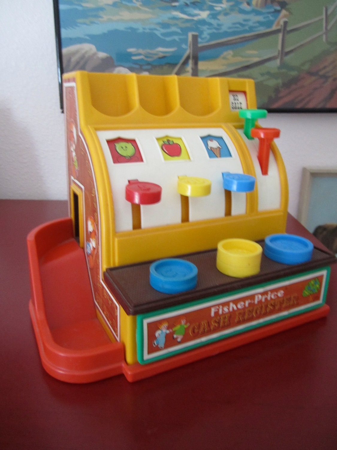 Fisher Price Cash Register Toy with 3 coins for toddlers