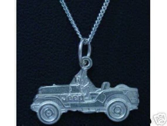 sterling silver jeep 4x4 car pendant charm by princeofdiamonds