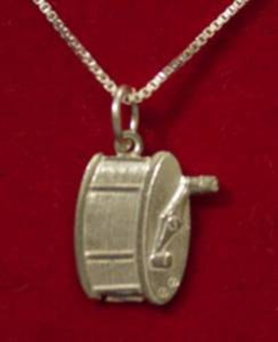 fishing reel fish rod charm pendant sterling by princeofdiamonds