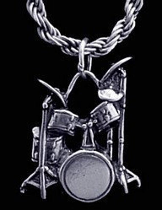 drum set drummer pendant charm sticks sterling by princeofdiamonds