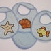 Infant Baby Boy Bib Set - Starfish Goldfish Seashell - 3 Appliqued Terrycloth Infant Bibs and 1 Burp cloth for boys