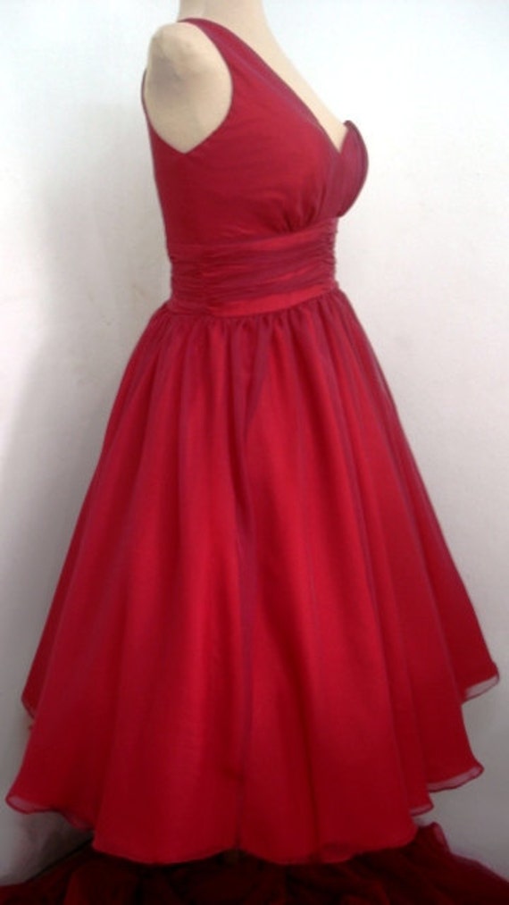 A beautiful red one strap 50s style cocktail dress. by elegance50s