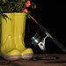 On Reserve For Marjorie Large Ceramic Planter Vintage Yellow Fishing Boots