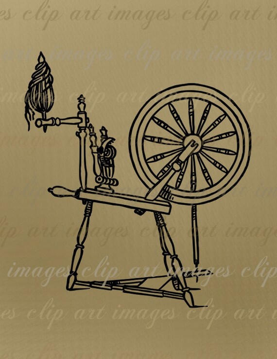 Spinning Wheel Clip Art Royalty Free Vintage Illustration