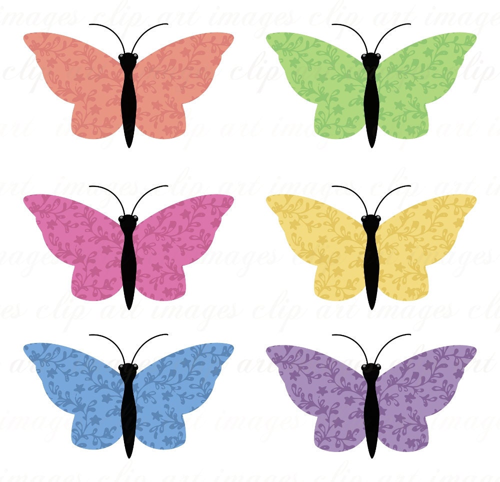 Items similar to CU-Calico Butterfly Clip Art, Peach, Pink, Yellow ...