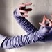 Long Arm Warmers Upcycled Clothing Funky Lilac Violet Wrapped Wrists Cuffs Eco Tattered Style Woman's Clothing (3)