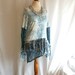 Blue Tattered Fairy Tunic M L Medium Large Upcycled Woman's Clothing Romantic Dress Funky Shabby Chic Eco Friendly Style Upcycled Clothing