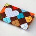 Heart Wallet, Card Case, Business Card Holder, Argyle in Chocolate, Marigold, Blue, Orange, Red, Green