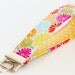 Key Chain, Fabric Key Fob, Key Strap - Pink Summer Flowers, Orange, Yellow, Blue