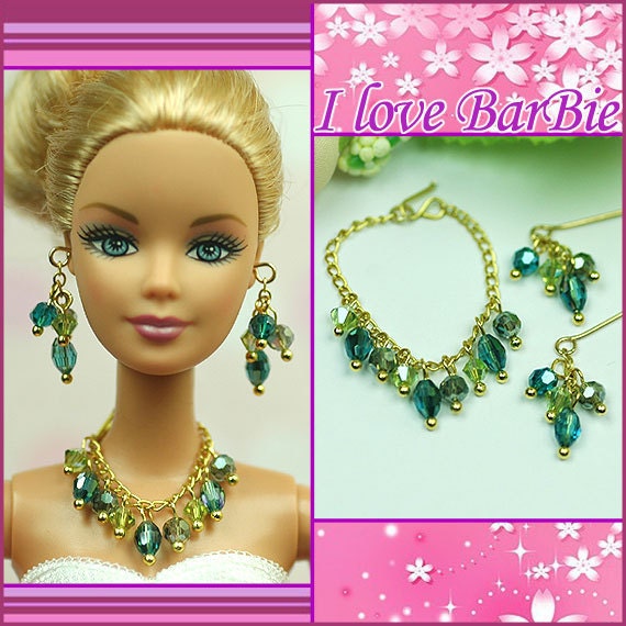 dolls jewelry set doll necklace and earring for dolls by sinogem