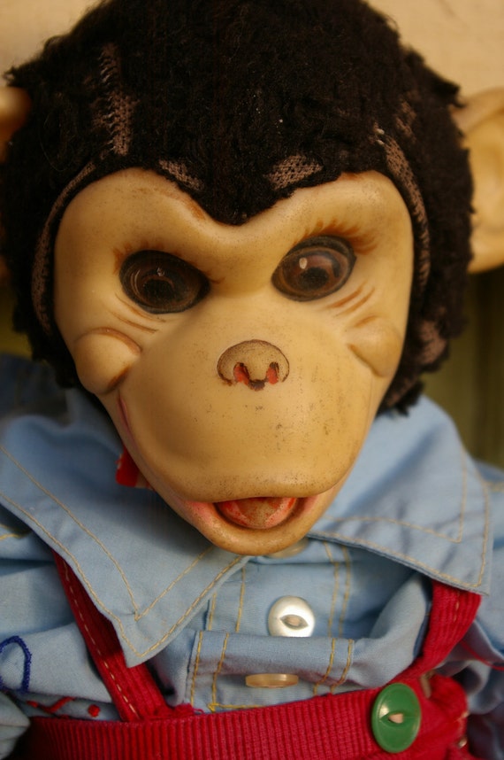 Creepy Cute Antique Vintage Zippy Dressed Monkey Chimp Doll