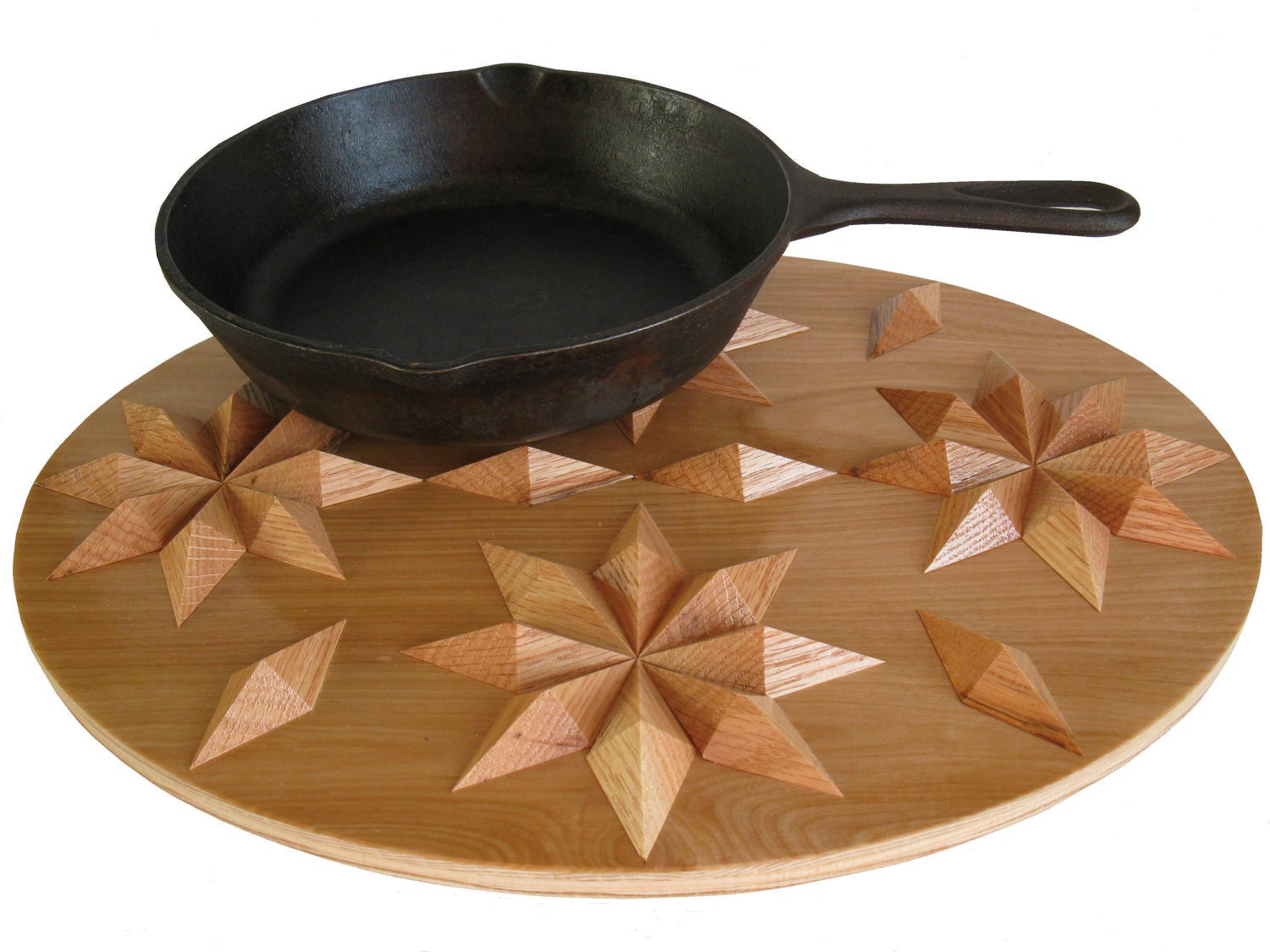 Decorative Oak Hot Pad. Dimensional Wood Cooling Rack.