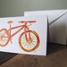 Mountain Bike Blank Note Card, Vibrant Red and Yellow - Bicycle Color Greeting Card Trail