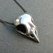 Baby Bird Skull Pendant Necklace in Polished Silver Pewter