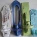 Set of Candle Sconces blue white teal turquoise distressed "Cottage Home Beach Chair"