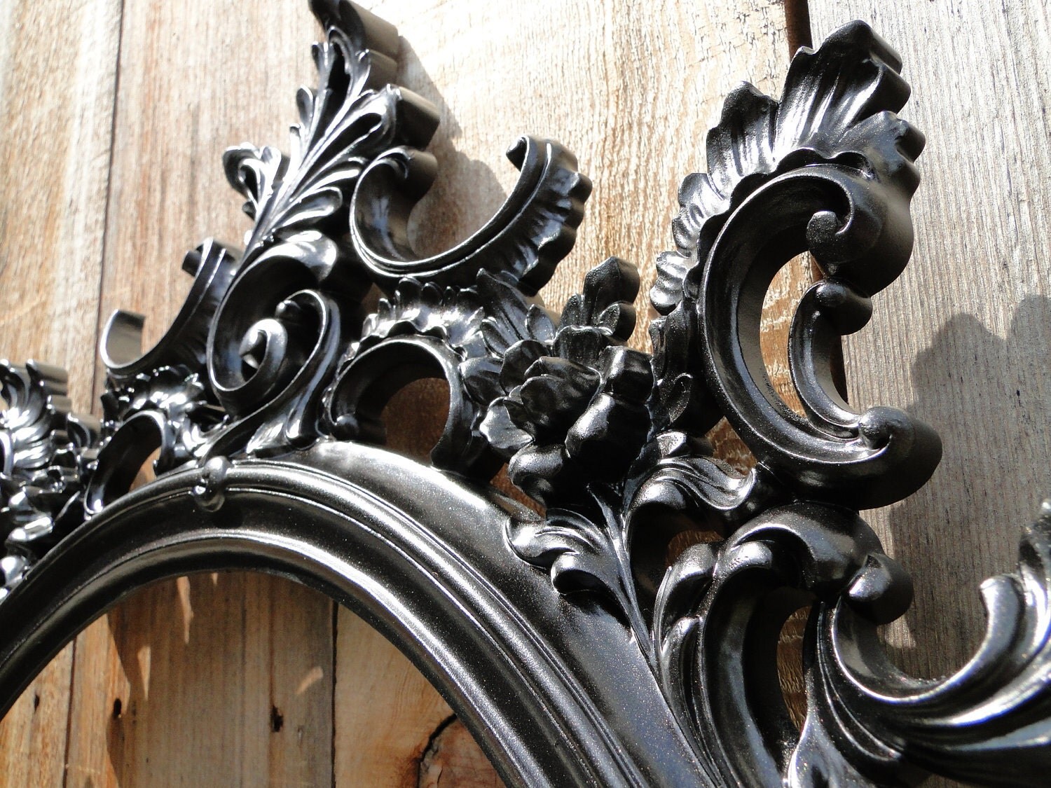 Large Vintage Ornate Oval Mirror in Oil Rubbed Bronze