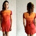 Vtg 90s Ombre Sunrise, Sunset Short-Sleeve Mini Dress / Warm Red Yellow Orange Dress