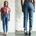 Vtg 90s High Waist Tapered Denim Blue Jeans / Size 26